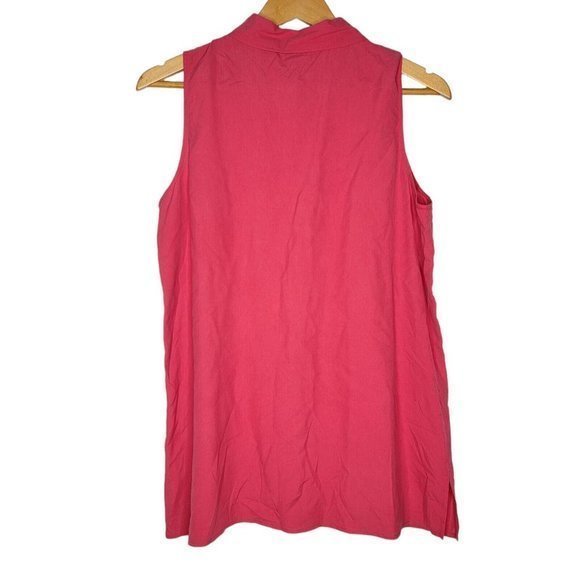 J. Jill Size Medium Dark Pink 100% Silk Sleeveless Women's Button‎ Up Top - Picture 2 of 4